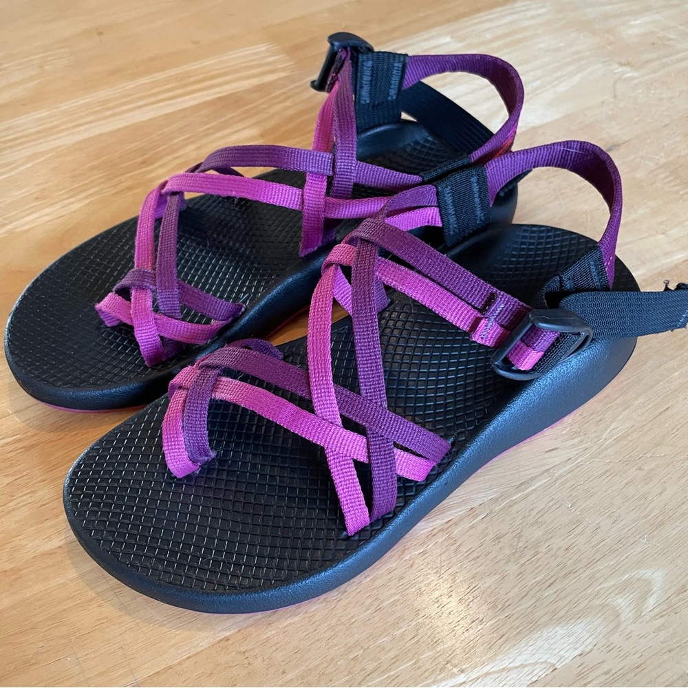 Chaco Purple and Black Strappy Sandals